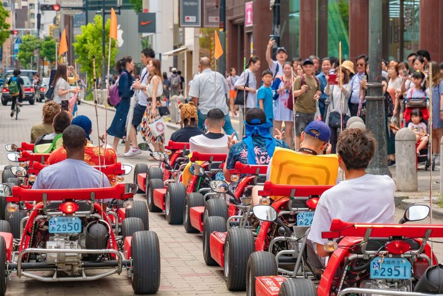 Osaka: Guided Go Karting Tour in a Funny Costume - America-mura, Namba, Dotonbori, Tsutenkaku, and Shin-sekai from street level