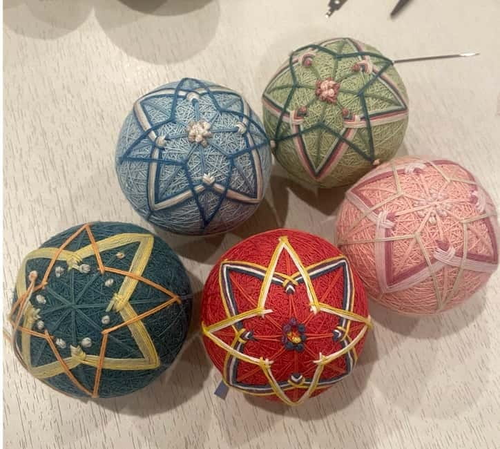 Osaka: Temari Embroidery Workshop - Taking the video link home to finish the other side